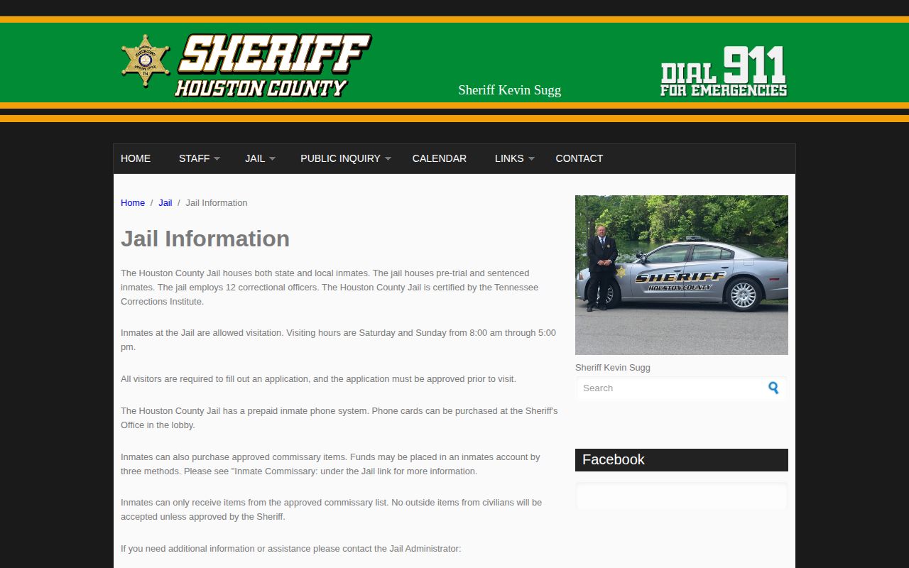 Houston County Jail release records and contact information